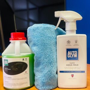 Shampoo Conditioner + Blue Cloth + Rapid Aqua Wax Bundle