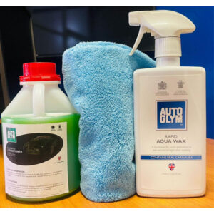 Shampoo Conditioner + Blue Cloth + Rapid Aqua Wax Bundle
